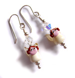 Handmade lampwork angel beads sterling silver findings swarovski crystal