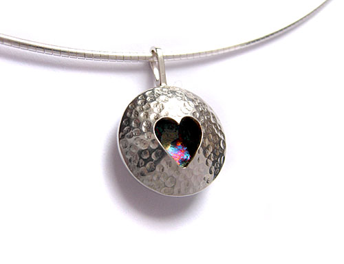 Silver heart lentil pendant