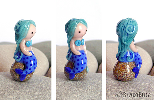 Blue Mermaid lampwork bead