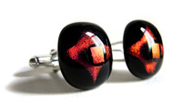 black and red dichroic glass fused sterling silver findings