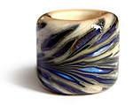 Feathered silver glass dread bead