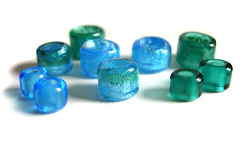 Dredlock dreadlock blue ice beads handmade lampwork glass beads