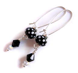 black polka earrings