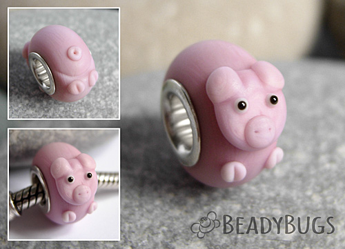 piggy silver core bead