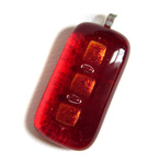 Ruby lights red dichroic fused glass pendant sterling silver bail