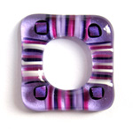 Amethyst stringer and dichroic square donut fused glass pendant