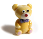 Thomas the teddy lampwork beads soft yellow glass with enamels