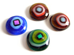 Bullseye fused glass pyramid cabochons