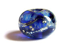 intense blue chagall silver foil and silver frit bead